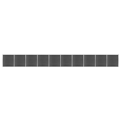Set Pannelli di Recinzione in WPC 1737x186 cm Nero