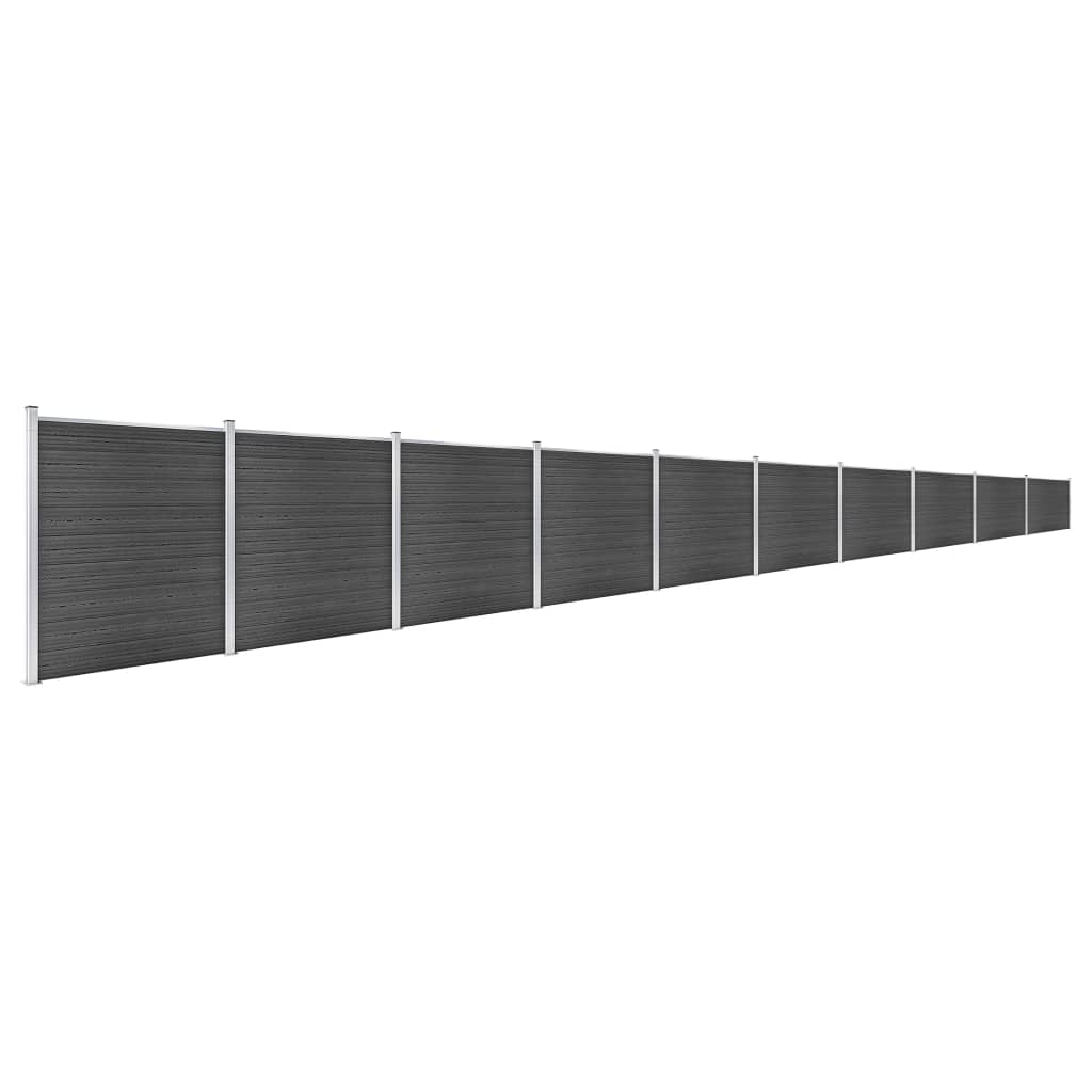 Set Pannelli di Recinzione in WPC 1737x186 cm Nero