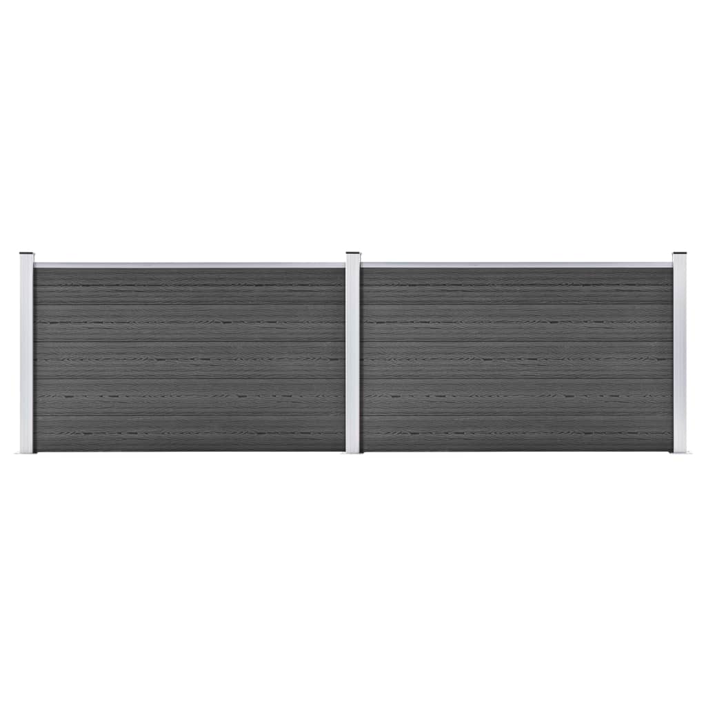 Set Pannelli di Recinzione in WPC 353x105 cm Nero