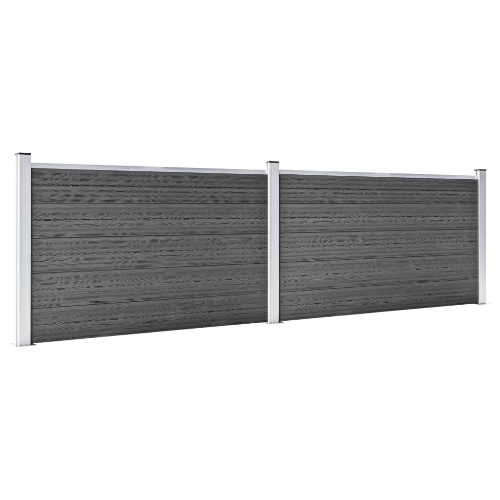 Set Pannelli di Recinzione in WPC 353x105 cm Nero