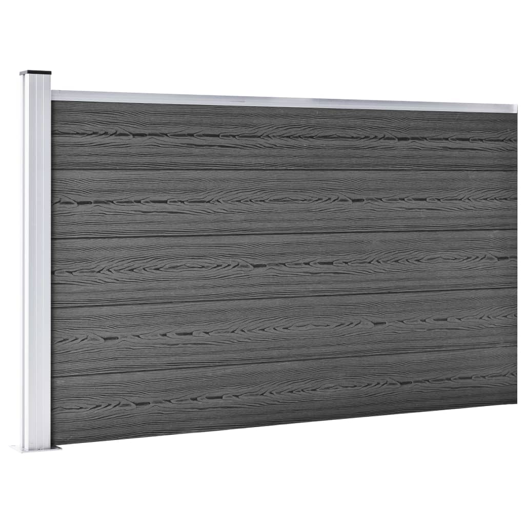 Set Pannelli di Recinzione in WPC 526x105 cm Nero