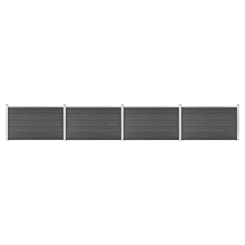 Set Pannelli di Recinzione in WPC 699x105 cm Nero