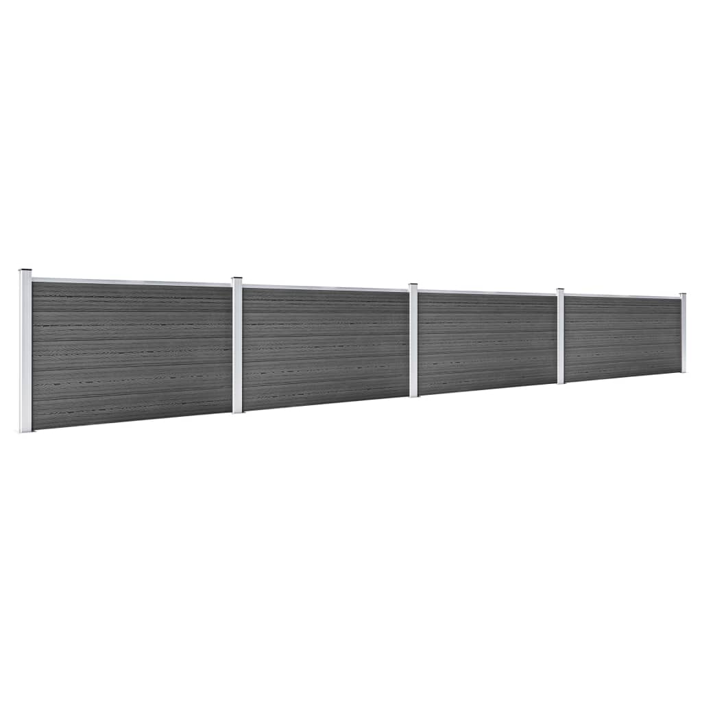 Set Pannelli di Recinzione in WPC 699x105 cm Nero