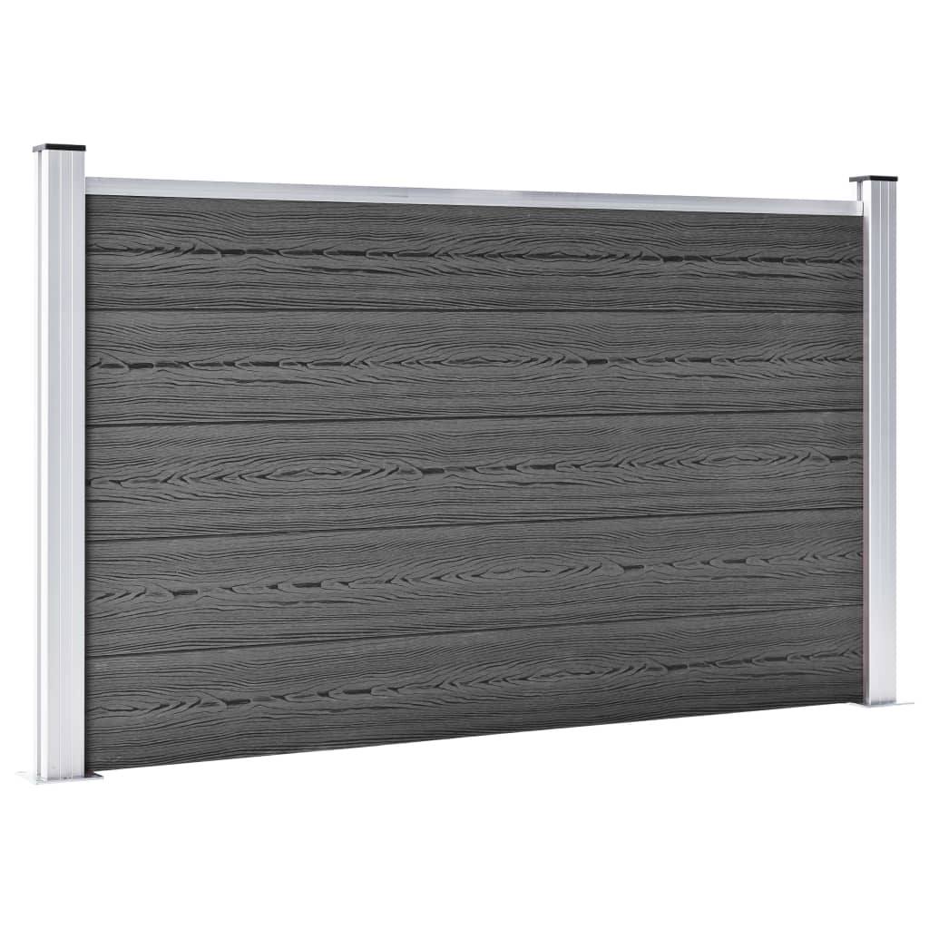 Set Pannelli di Recinzione in WPC 699x105 cm Nero