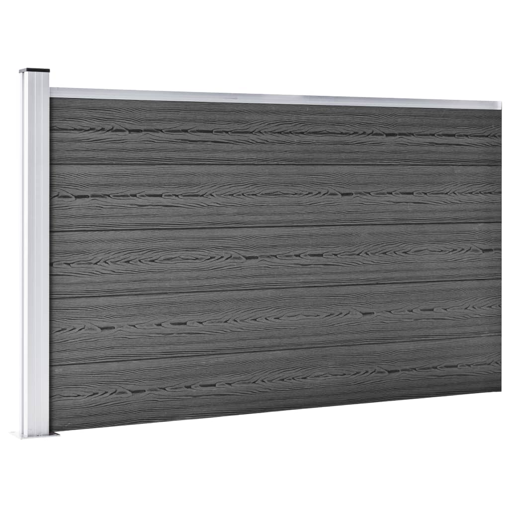 Set Pannelli di Recinzione in WPC 699x105 cm Nero