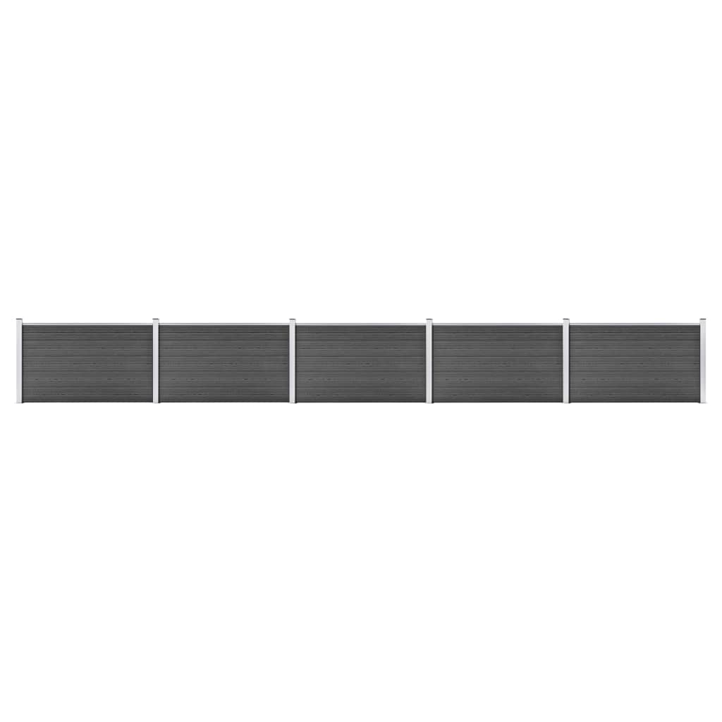 Set Pannelli di Recinzione in WPC 872x105 cm Nero