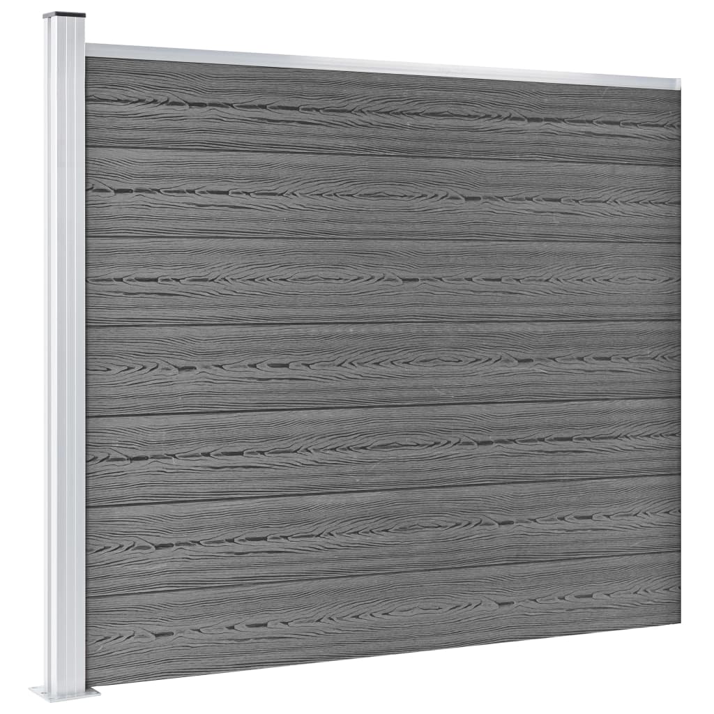 Set Pannello di Recinzione in WPC 353x146 cm Grigio