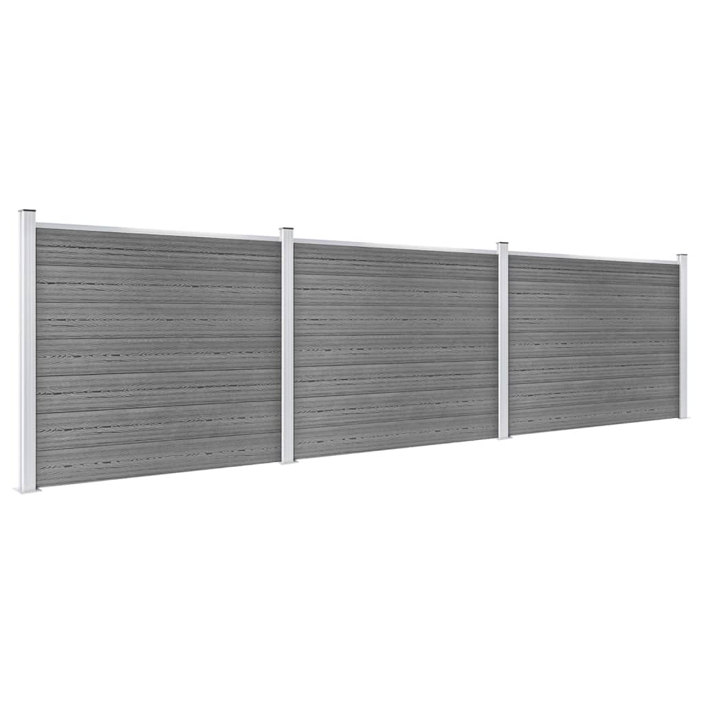 Set Pannello di Recinzione in WPC 526x146 cm Grigio