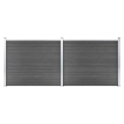 Set Pannelli di Recinzione in WPC 353x146 cm Nero