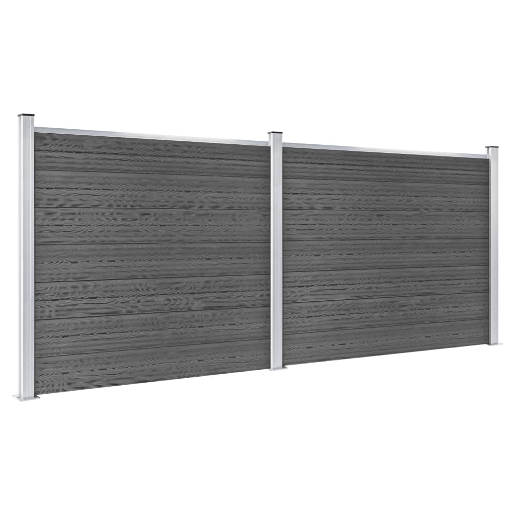 Set Pannelli di Recinzione in WPC 353x146 cm Nero