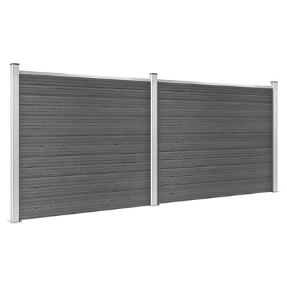 Set Pannelli di Recinzione in WPC 353x146 cm Nero
