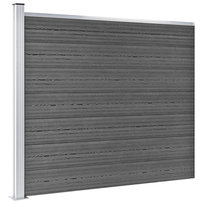 Set Pannelli di Recinzione in WPC 353x146 cm Nero