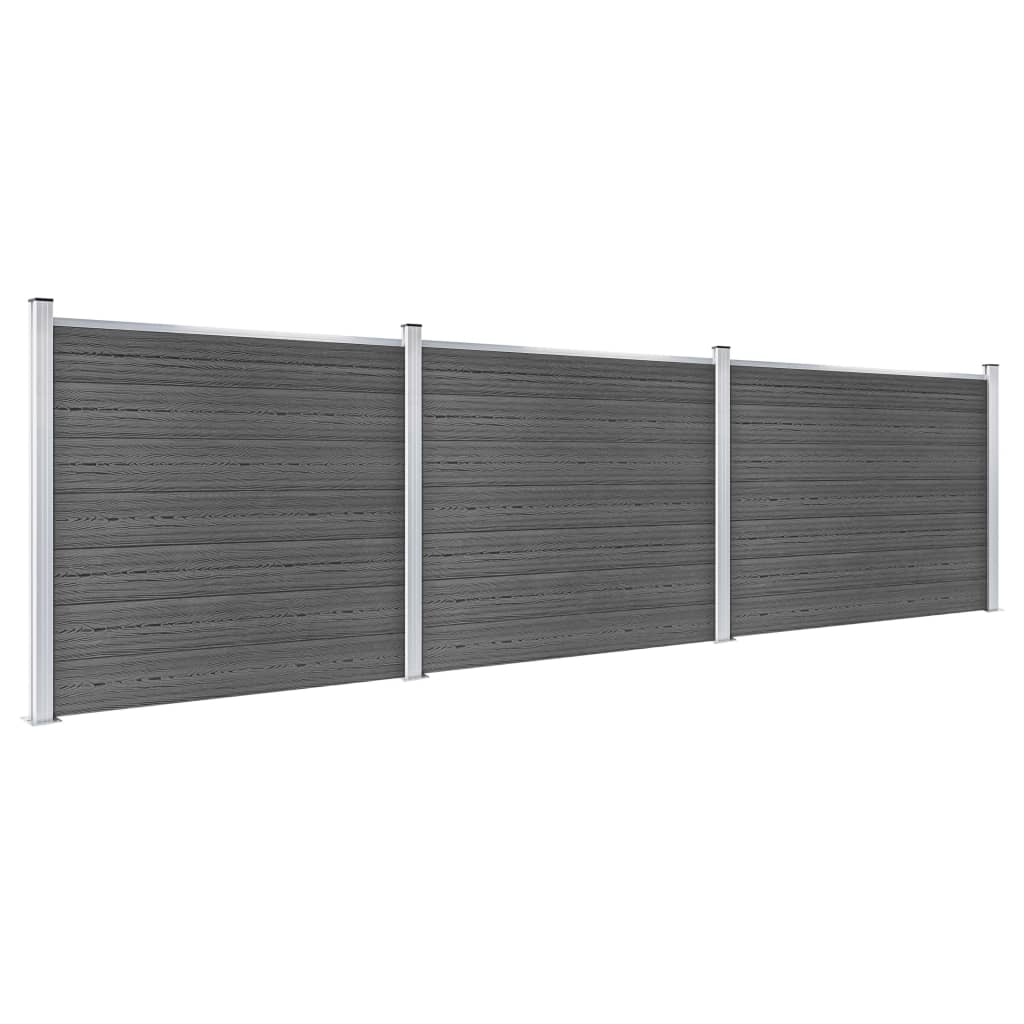 Set Pannelli di Recinzione in WPC 526x146 cm Nero