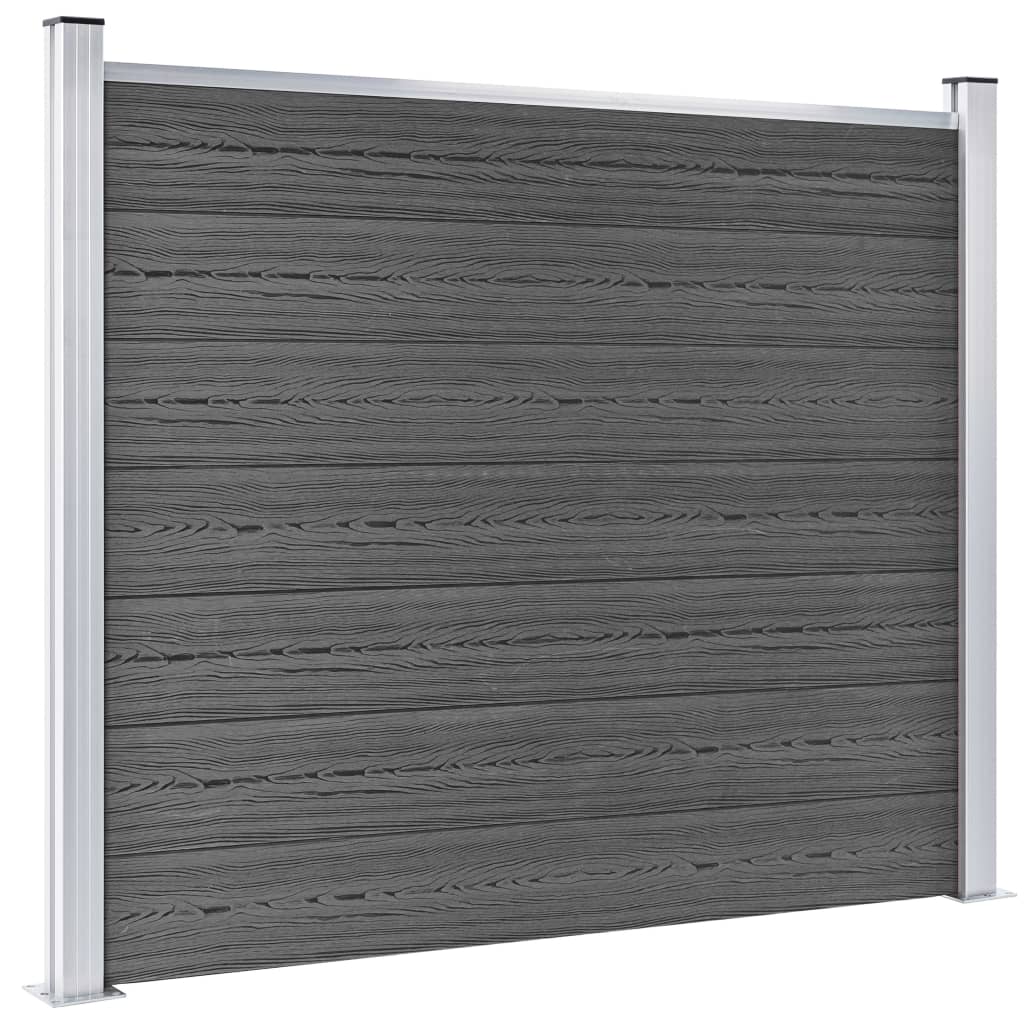 Set Pannelli di Recinzione in WPC 526x146 cm Nero