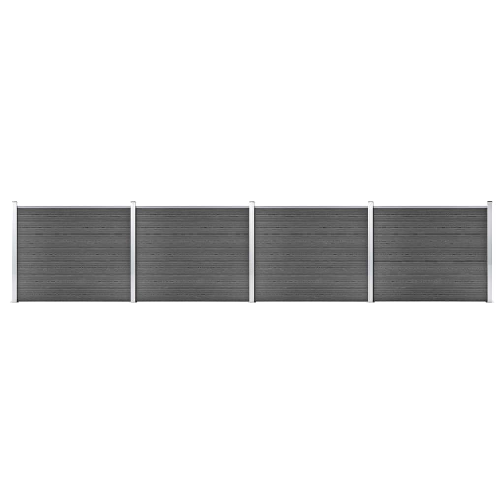 Set Pannelli di Recinzione in WPC 699x146 cm Nero