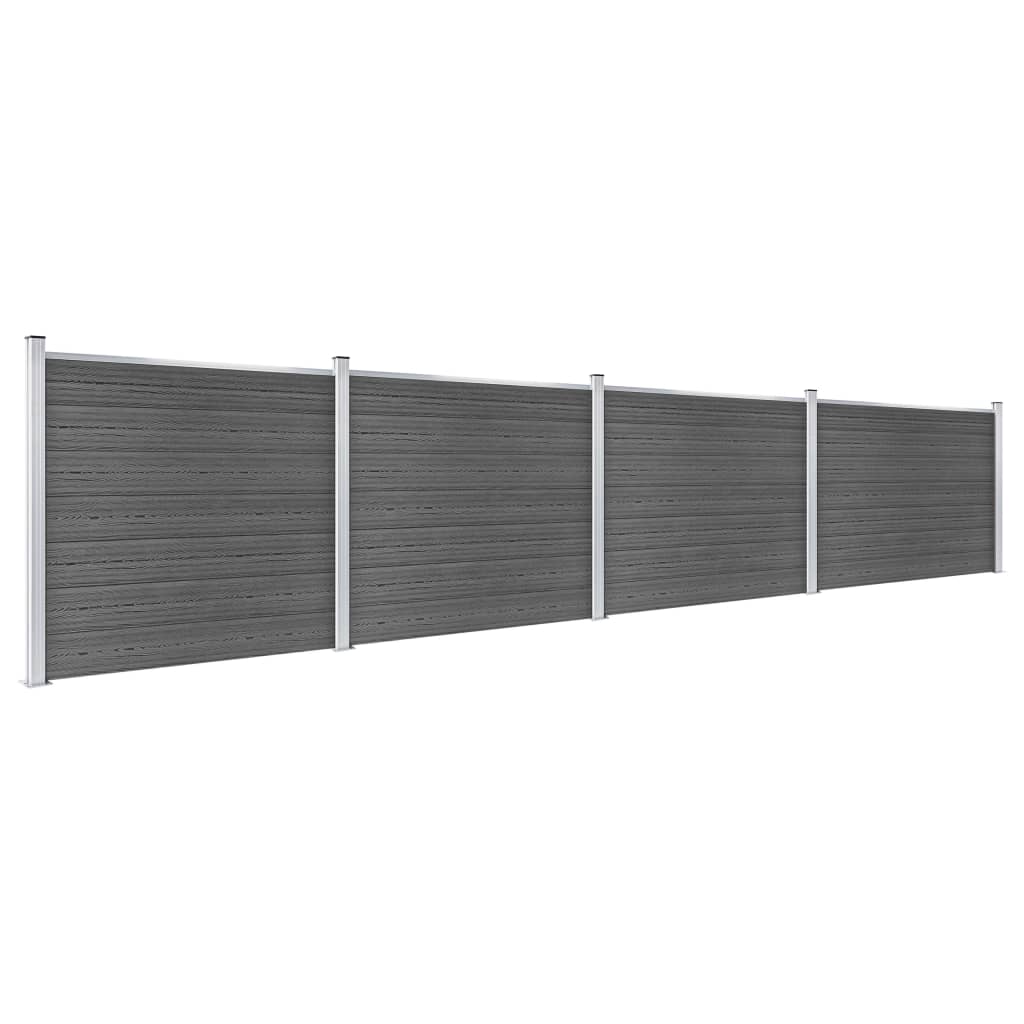 Set Pannelli di Recinzione in WPC 699x146 cm Nero