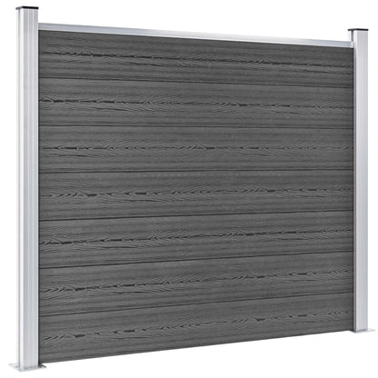 Set Pannelli di Recinzione in WPC 699x146 cm Nero