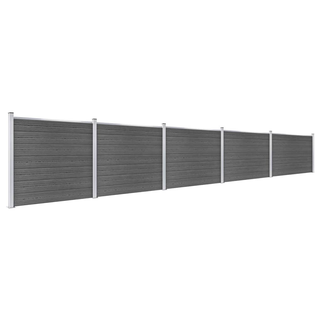 Set Pannelli di Recinzione in WPC 872x146 cm Nero