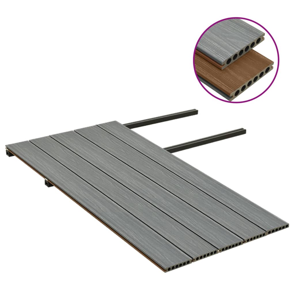 Listoni Decking WPC con Accessori Marroni e Grigi 10 mÂ² 2,2 m