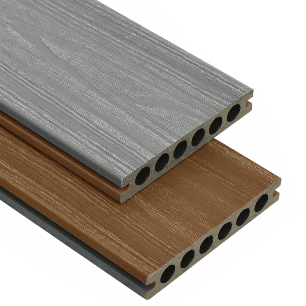 Listoni Decking WPC con Accessori Marroni e Grigi 16 mÂ² 2,2 m