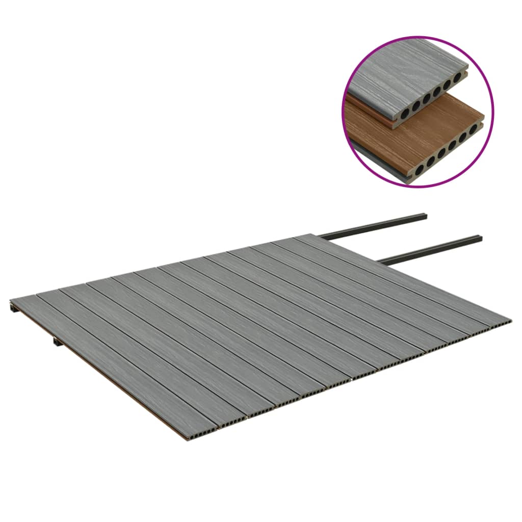 Listoni Decking WPC con Accessori Marroni e Grigi 26 mÂ² 2,2 m