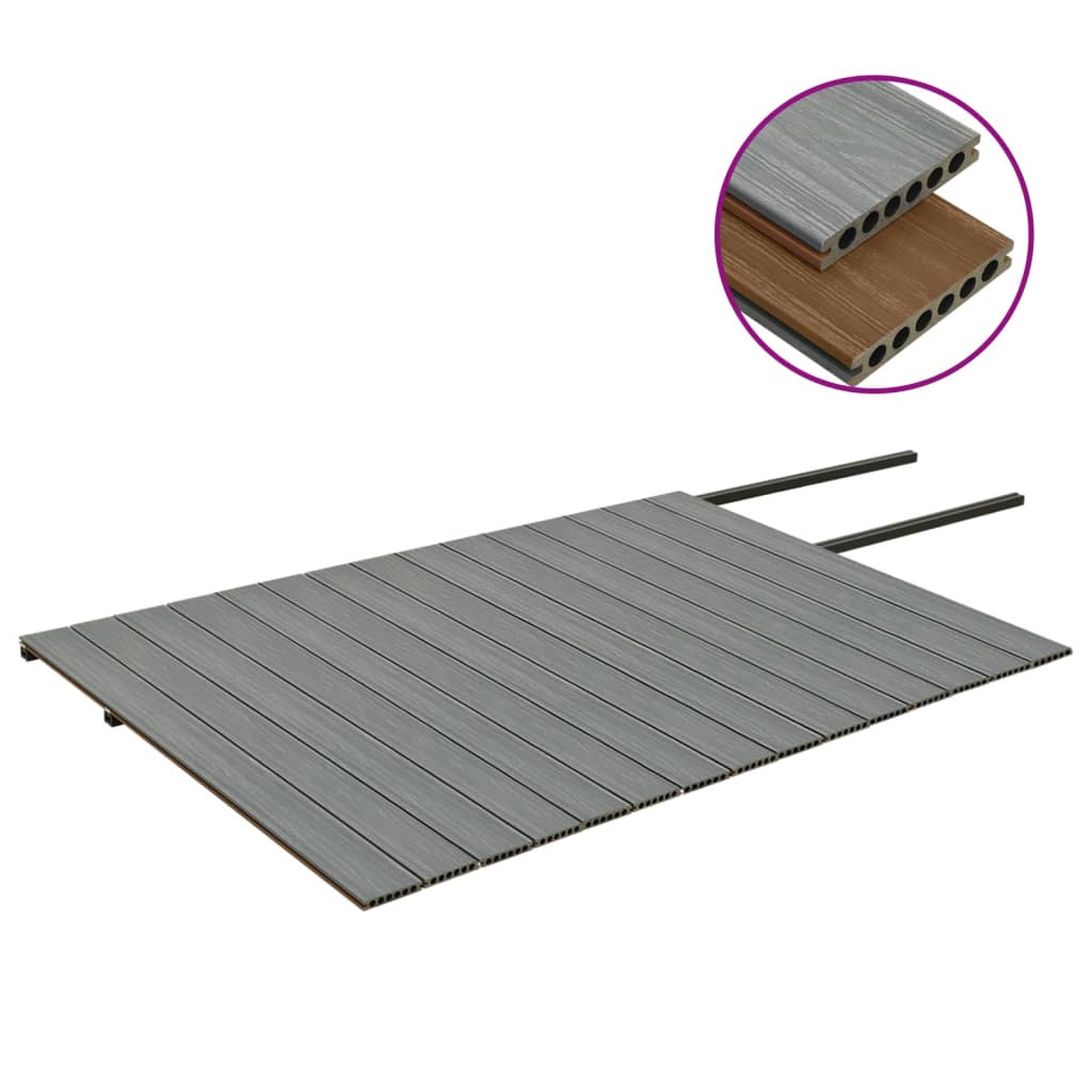Listoni Decking WPC con Accessori Marroni e Grigi 30 mÂ² 2,2 m