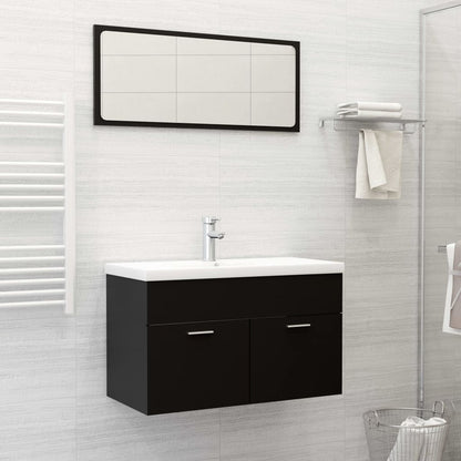Set Mobili da Bagno Nero in Truciolato