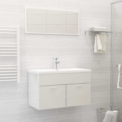 Set Mobili da Bagno Bianco Lucido in Truciolato