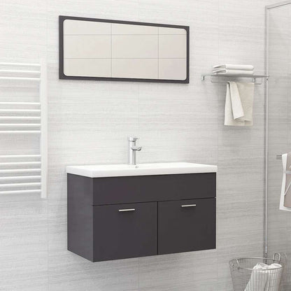 Set Mobili da Bagno Grigio Lucido in Truciolato