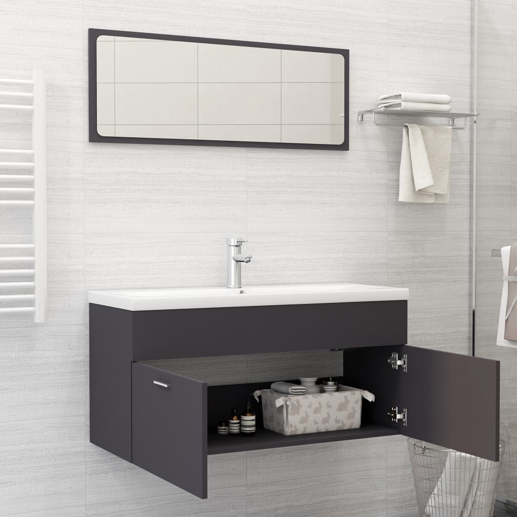 Set Mobili da Bagno Grigio in Truciolato