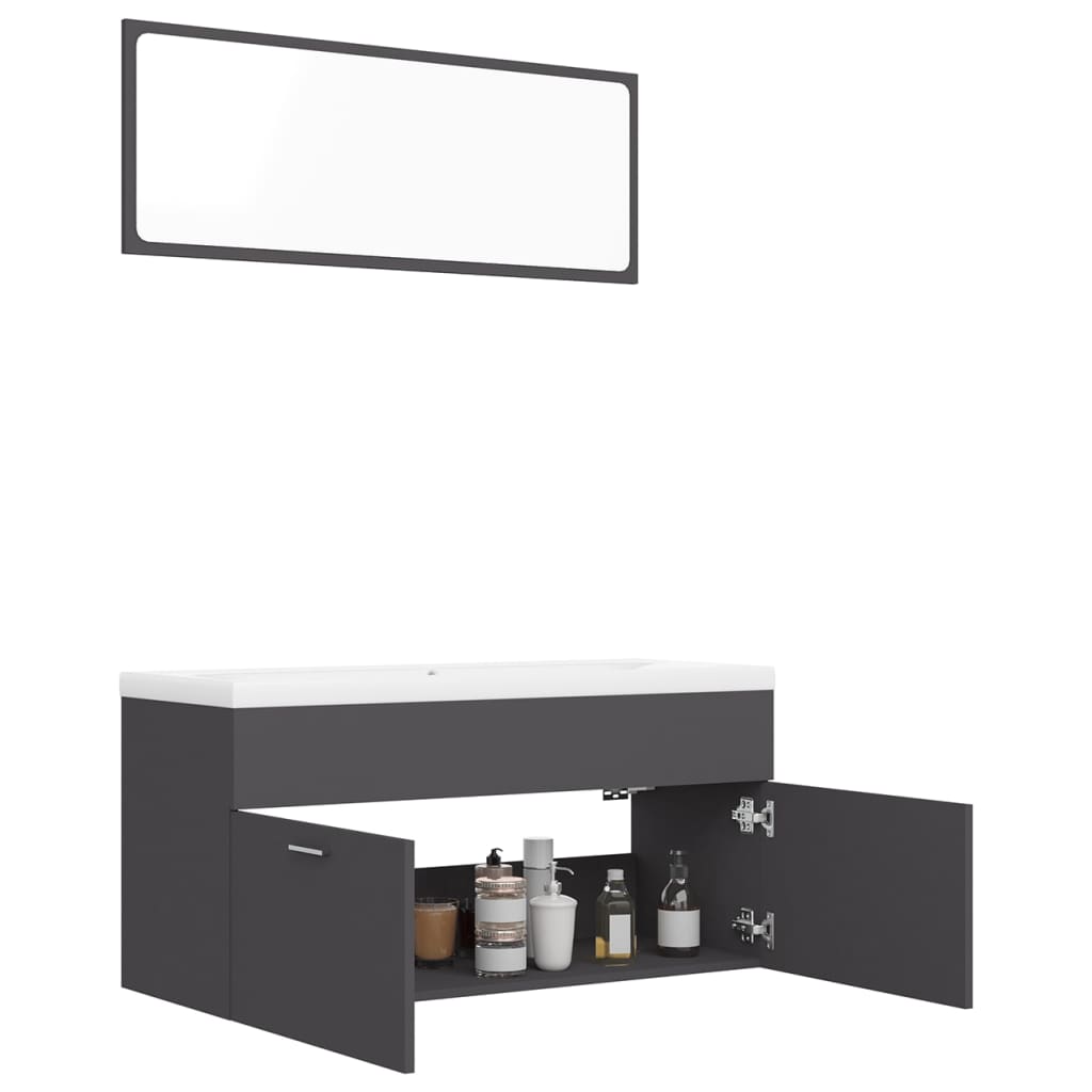 Set Mobili da Bagno Grigio in Truciolato