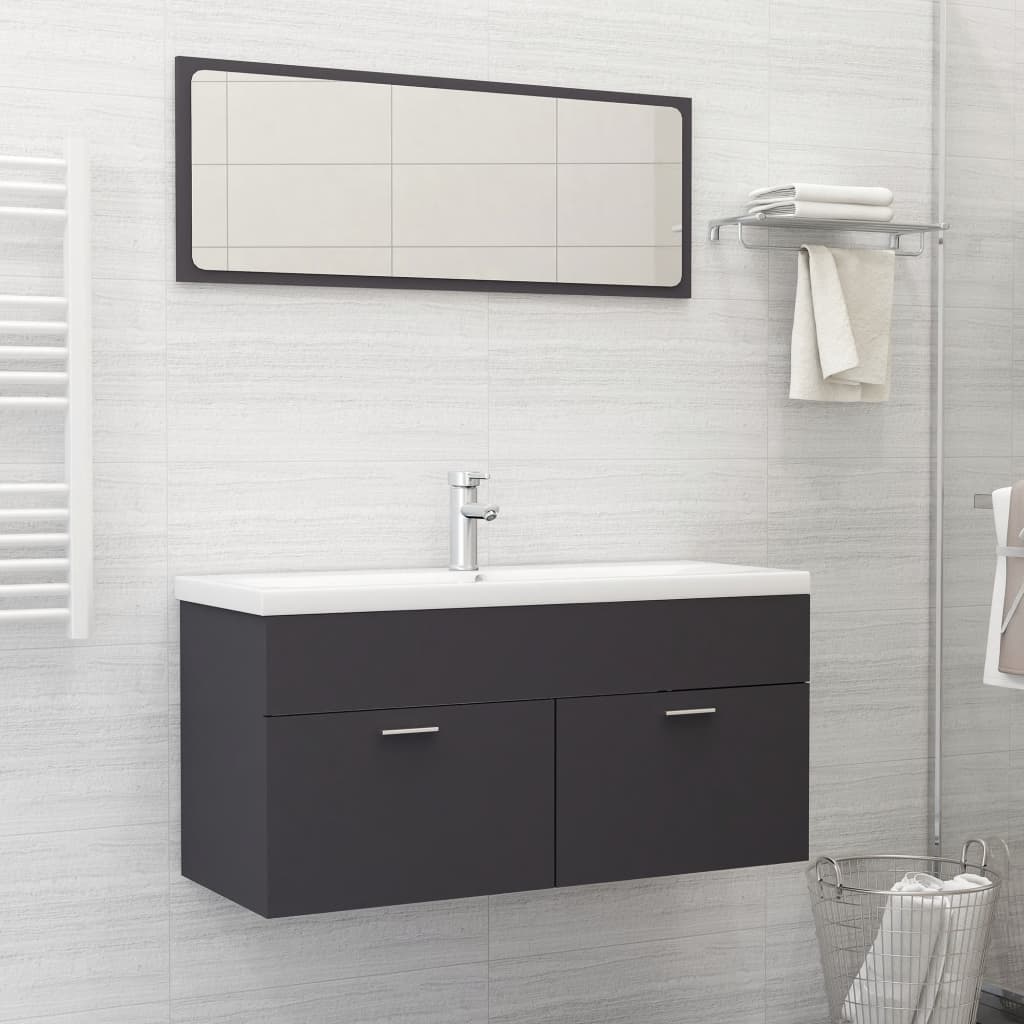 Set Mobili da Bagno Grigio in Truciolato