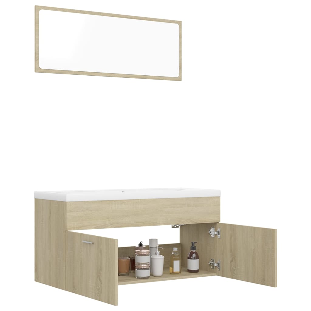 Set Mobili da Bagno Rovere Sonoma in Truciolato