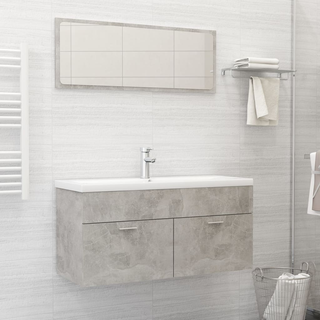 Set Mobili da Bagno Grigio Cemento in Truciolato