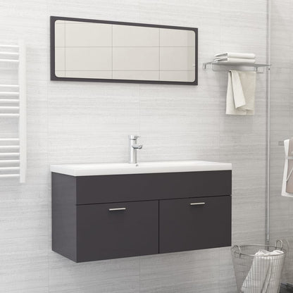 Set Mobili da Bagno Grigio Lucido in Truciolato
