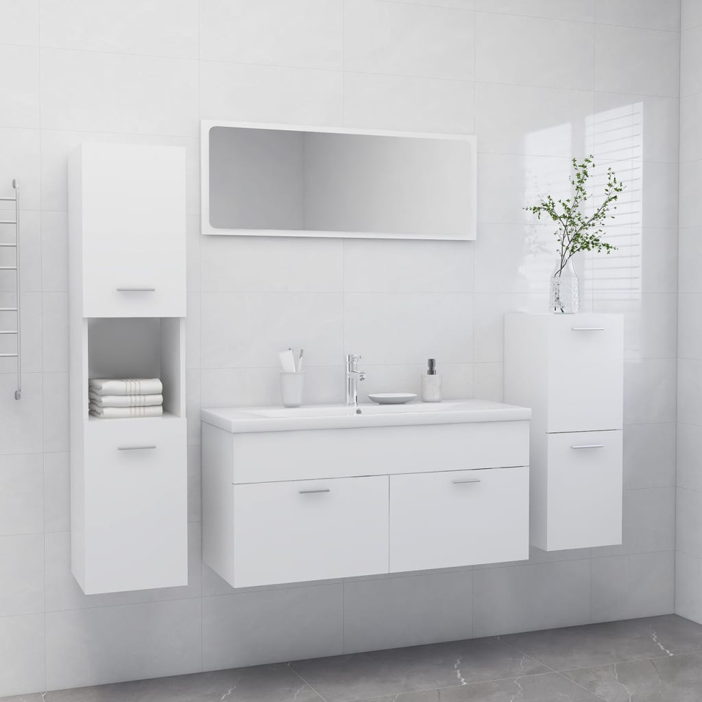 Set Mobili da Bagno Bianco in Truciolato