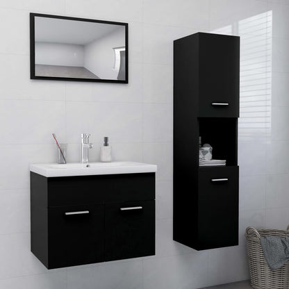 Set Mobili da Bagno Nero in Legno Multistrato