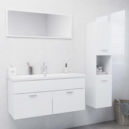 Set Mobili da Bagno Bianco in Legno Multistrato