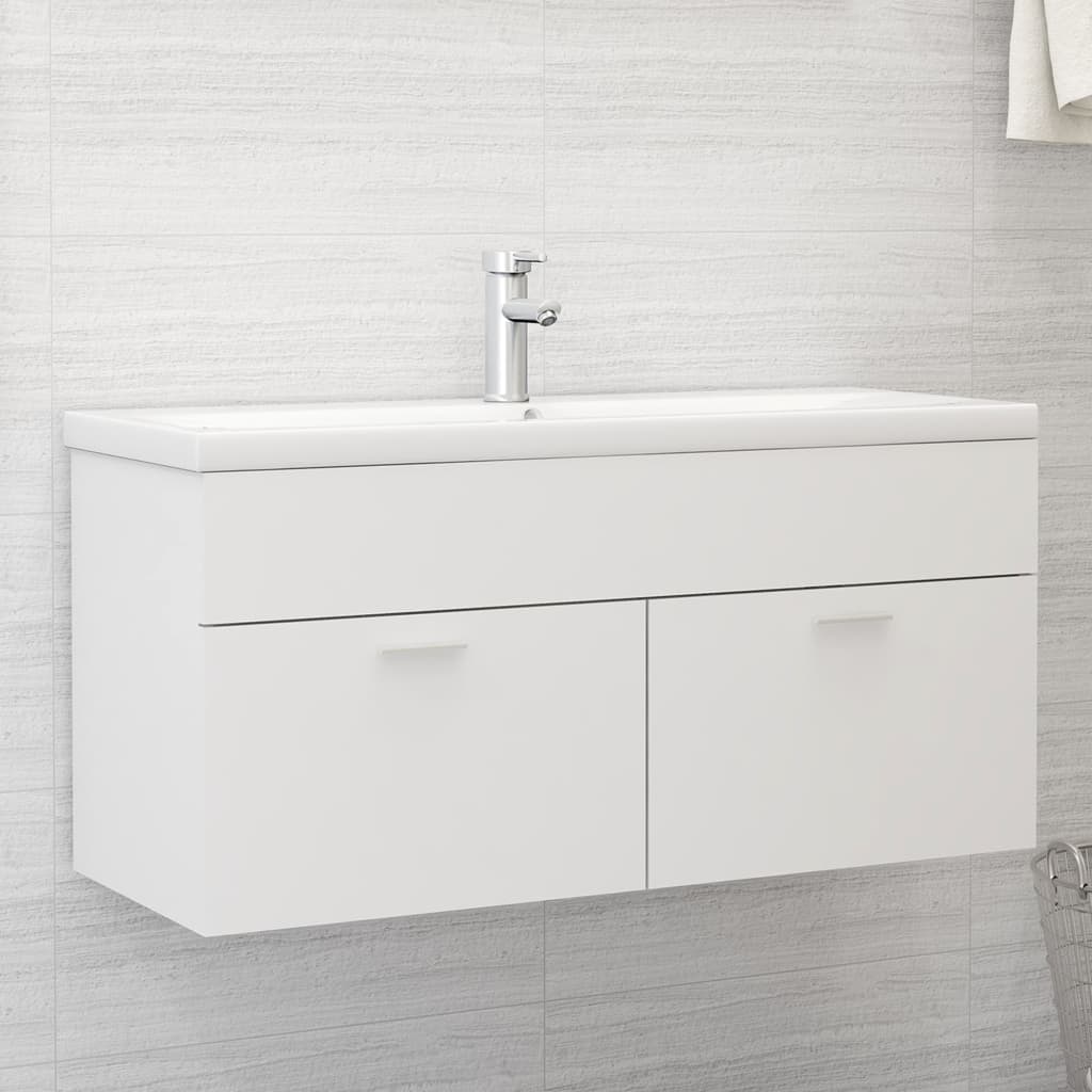 Mobile Bagno con Lavabo Integrato Bianco in Legno Multistrato