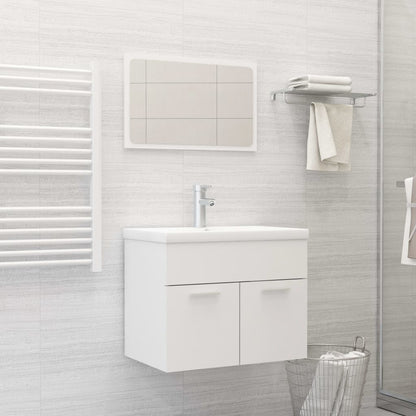 Set Mobili da Bagno Bianco in Legno Multistrato