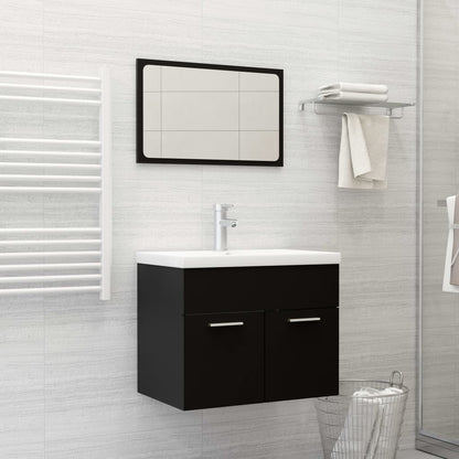 Set Mobili da Bagno Nero in Legno Multistrato