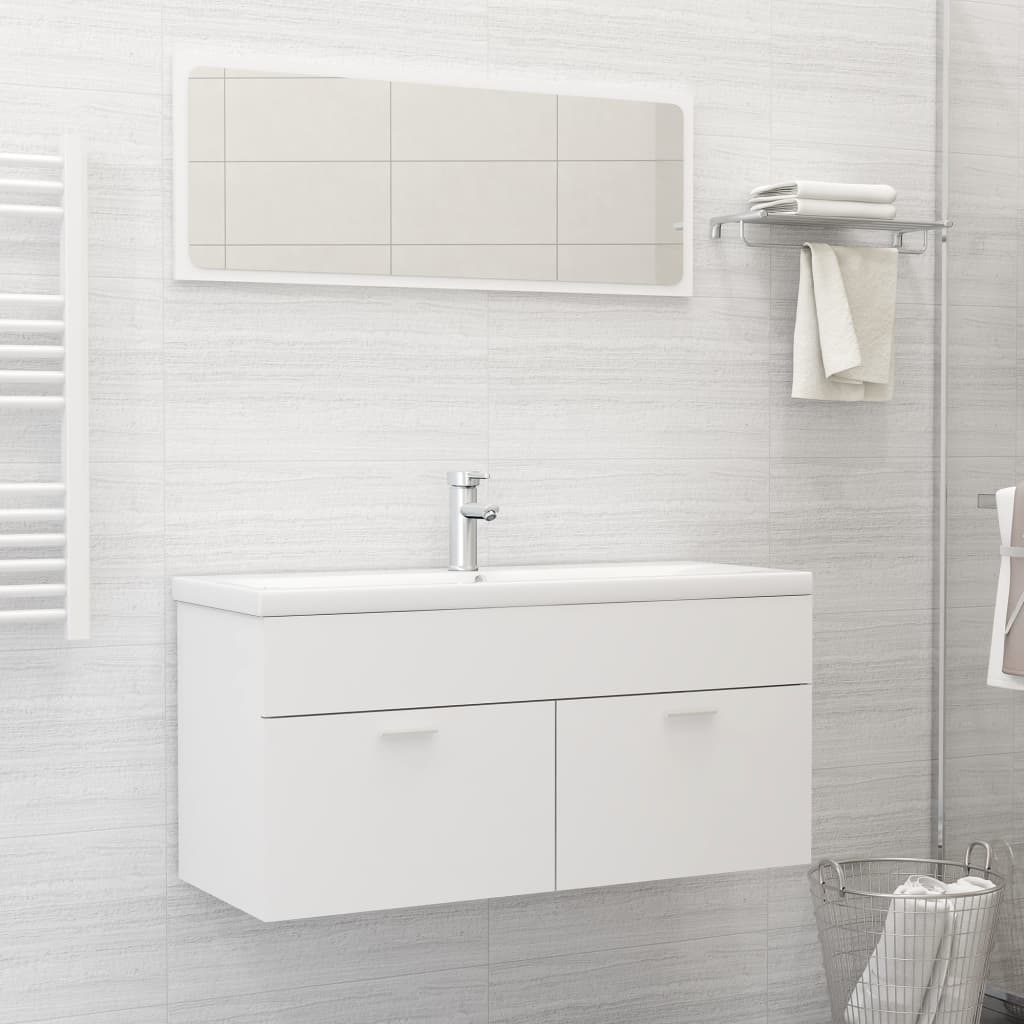 Set Mobili da Bagno Bianco in Legno Multistrato