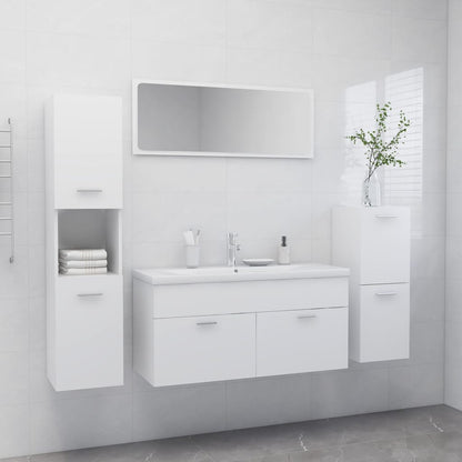 Set Mobili da Bagno Bianco in Legno Multistrato