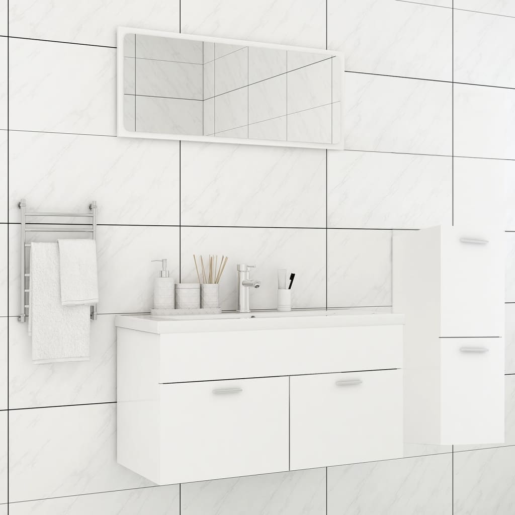Set Mobili da Bagno Bianco in Legno Multistrato
