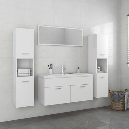 Set Mobili da Bagno Bianco in Legno Multistrato