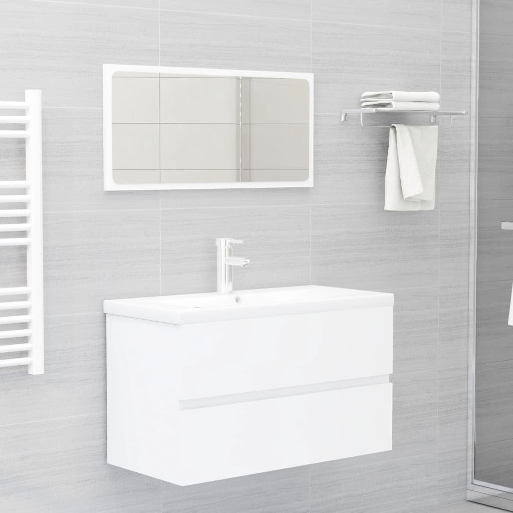 Set Mobili da Bagno Bianco in Legno Multistrato