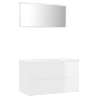 Set Mobili da Bagno Bianco Lucido in Truciolato