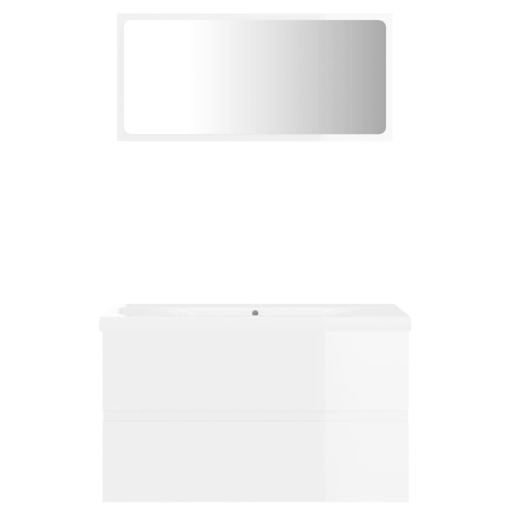 Set Mobili da Bagno Bianco Lucido in Truciolato
