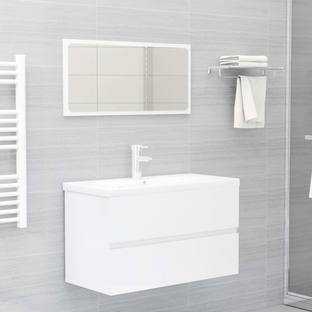 Set Mobili da Bagno Bianco Lucido in Truciolato