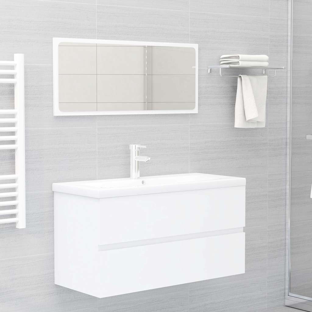 Set Mobili da Bagno Bianco in Legno Multistrato